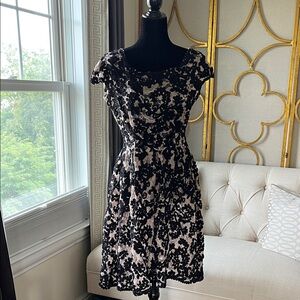Yoana Baraschi Black and Cream Lace Midi Dress